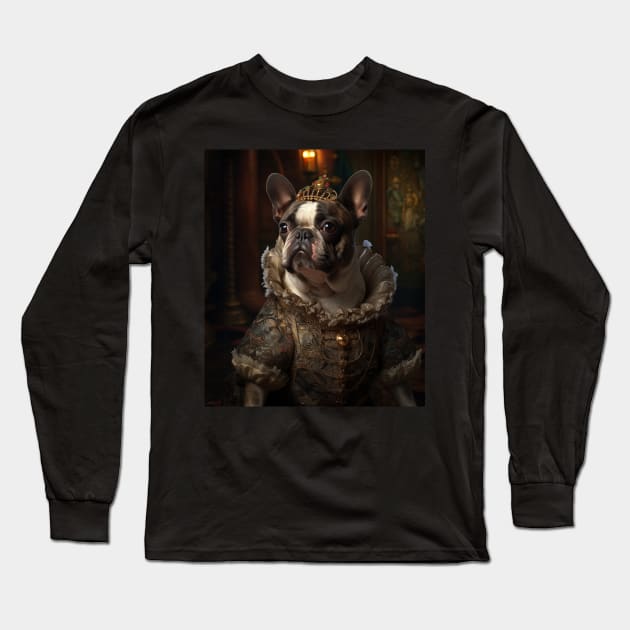 Brindle French Bulldog - Medieval French Princess Long Sleeve T-Shirt by HUH? Designs
